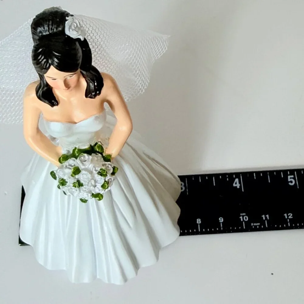 Wilton Bride Cake Topper Figurine Wedding Bridal Shower VTG Decor Black Hair